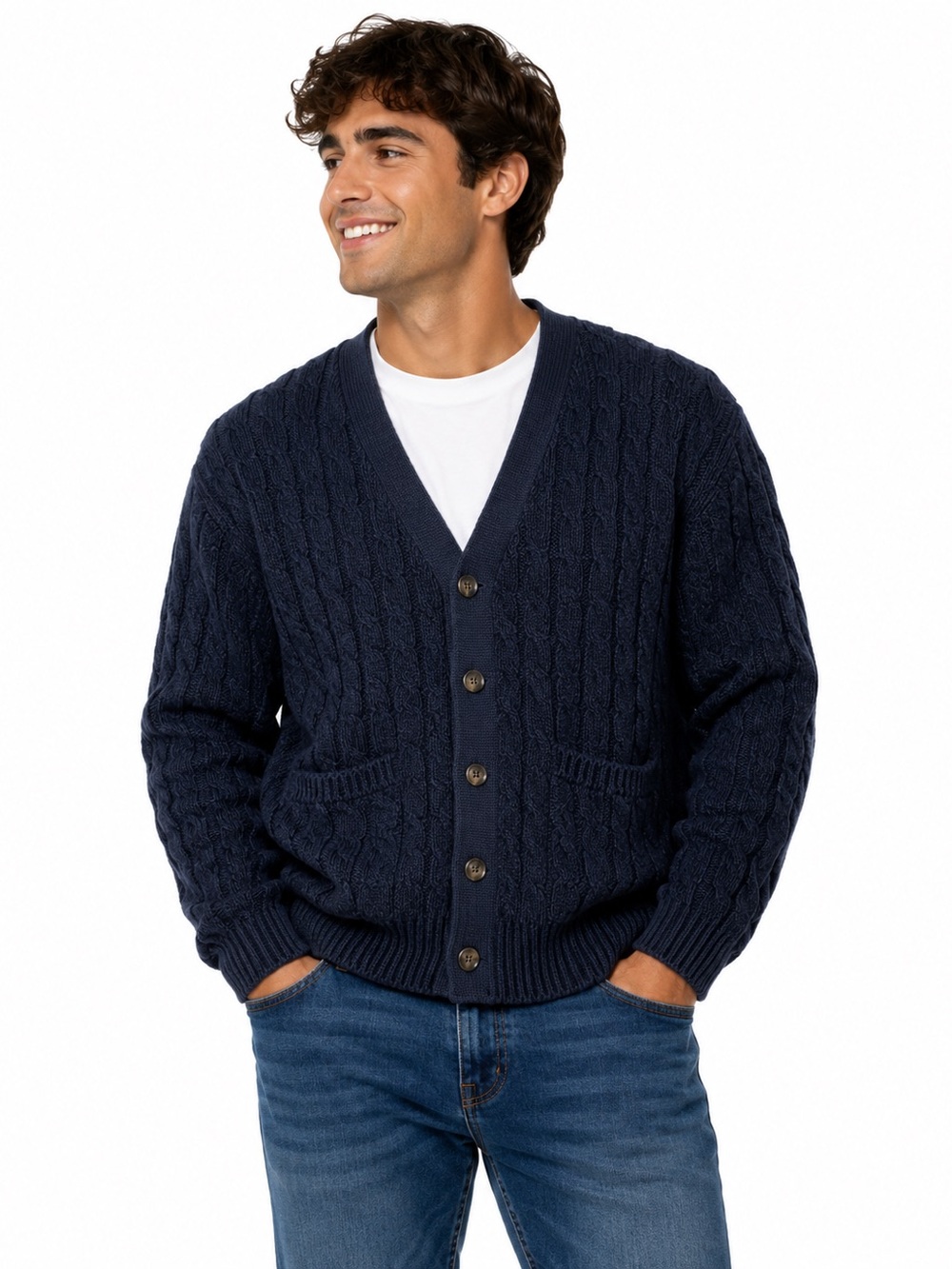 Vintage 90s GAP Navy Grandpa Oversized Knit Cardigan Sweater Large